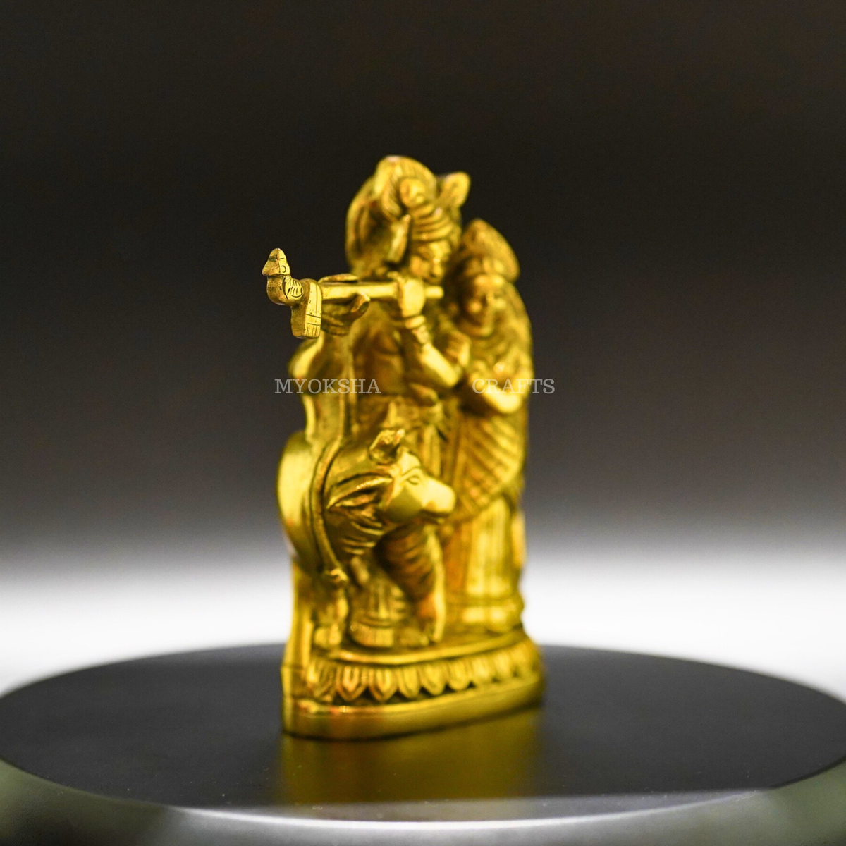 Radha Krishna with Cow Brass Idol - Symbol of Divine Love | Grocsy
