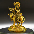 Gopala Krishna with Cow Brass Idol - Embrace Divine Abundance | Grocsy