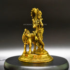 Gopala Krishna with Cow Brass Idol - Embrace Divine Abundance | Grocsy