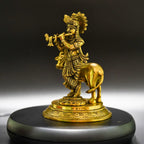 Gopala Krishna with Cow Brass Idol - Embrace Divine Abundance | Grocsy
