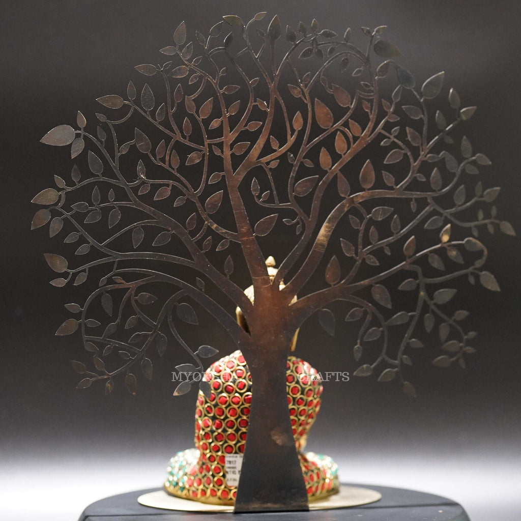 Brass Buddha Sitting Under the Tree | Grocsy
