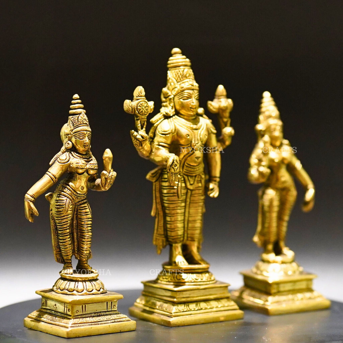 Brass Sri Devi and Bhudevi - Divine Goddesses of Harmony and Abundance | Grocsy