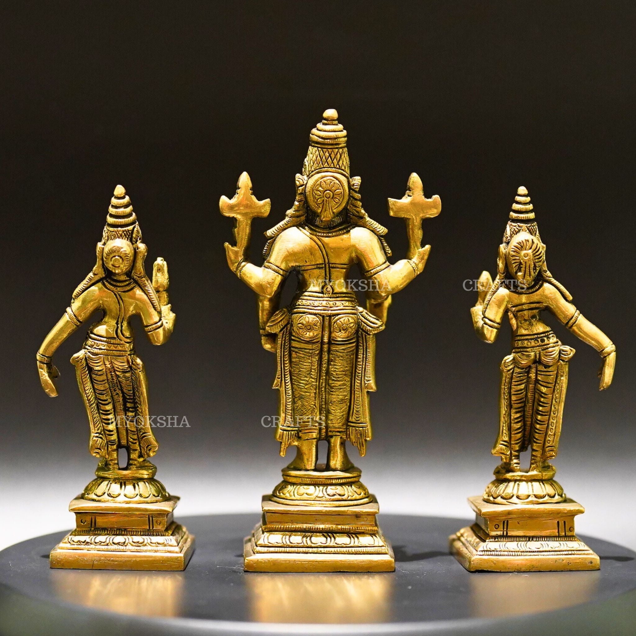Brass Sri Devi and Bhudevi - Divine Goddesses of Harmony and Abundance | Grocsy