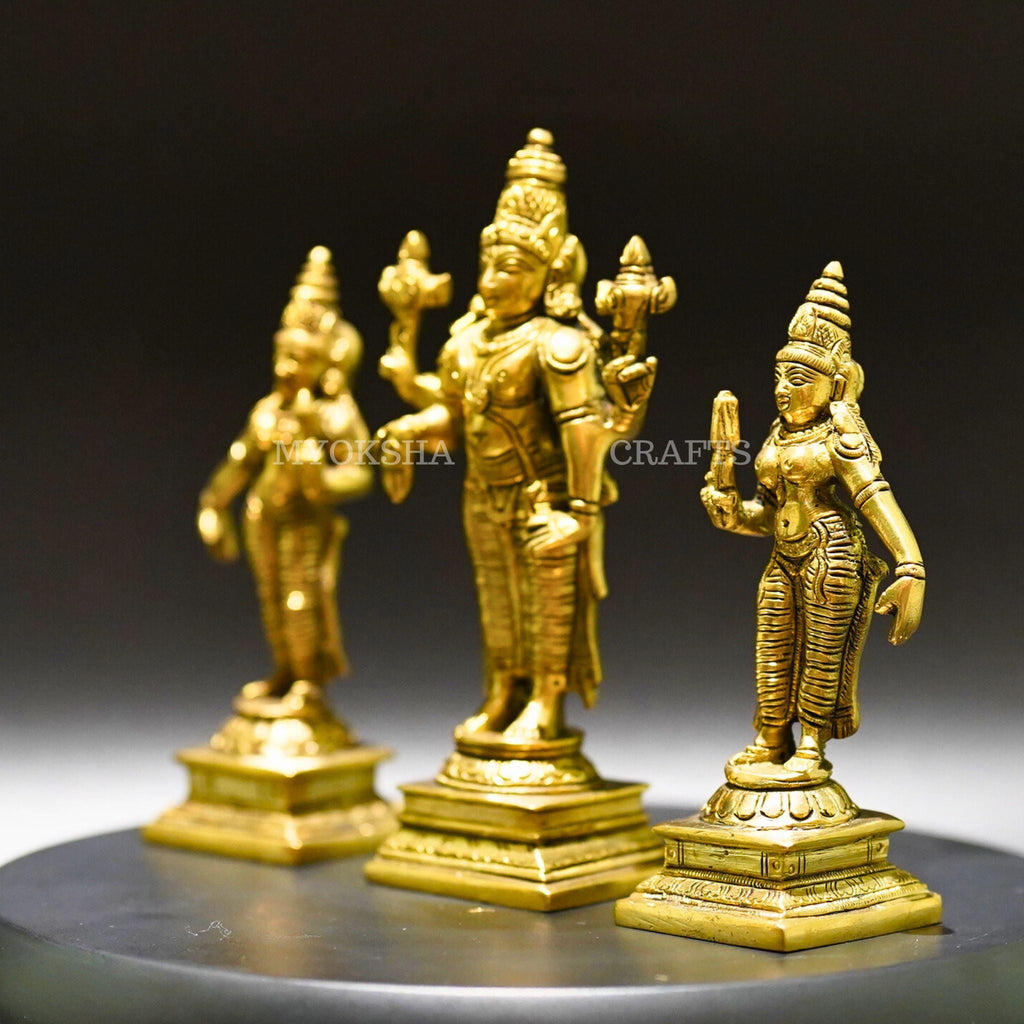 Brass Sri Devi and Bhudevi - Divine Goddesses of Harmony and Abundance | Grocsy