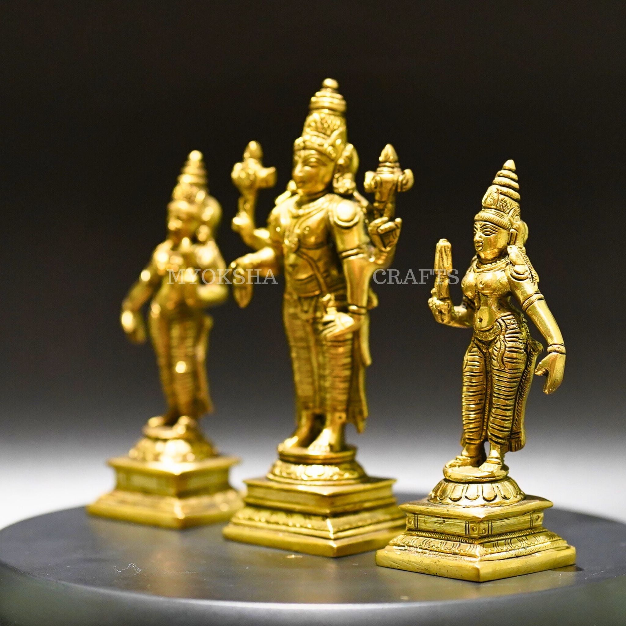 Brass Sri Devi and Bhudevi - Divine Goddesses of Harmony and Abundance | Grocsy