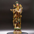 Brass Standing Krishna Idol - Divine Presence of Love and Wisdom | Grocsy
