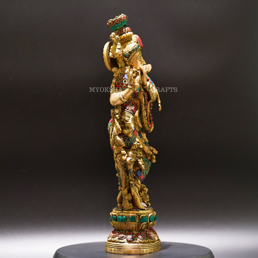 Brass Standing Krishna Idol - Divine Presence of Love and Wisdom | Grocsy