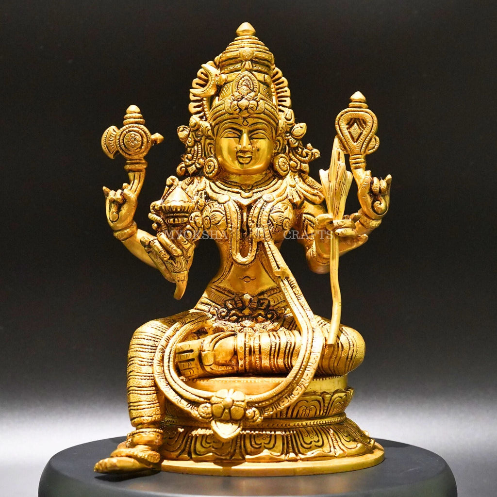 Brass Raja Rajeshwari Idol - Divine Empress of Cosmic Power and Grace | Grocsy