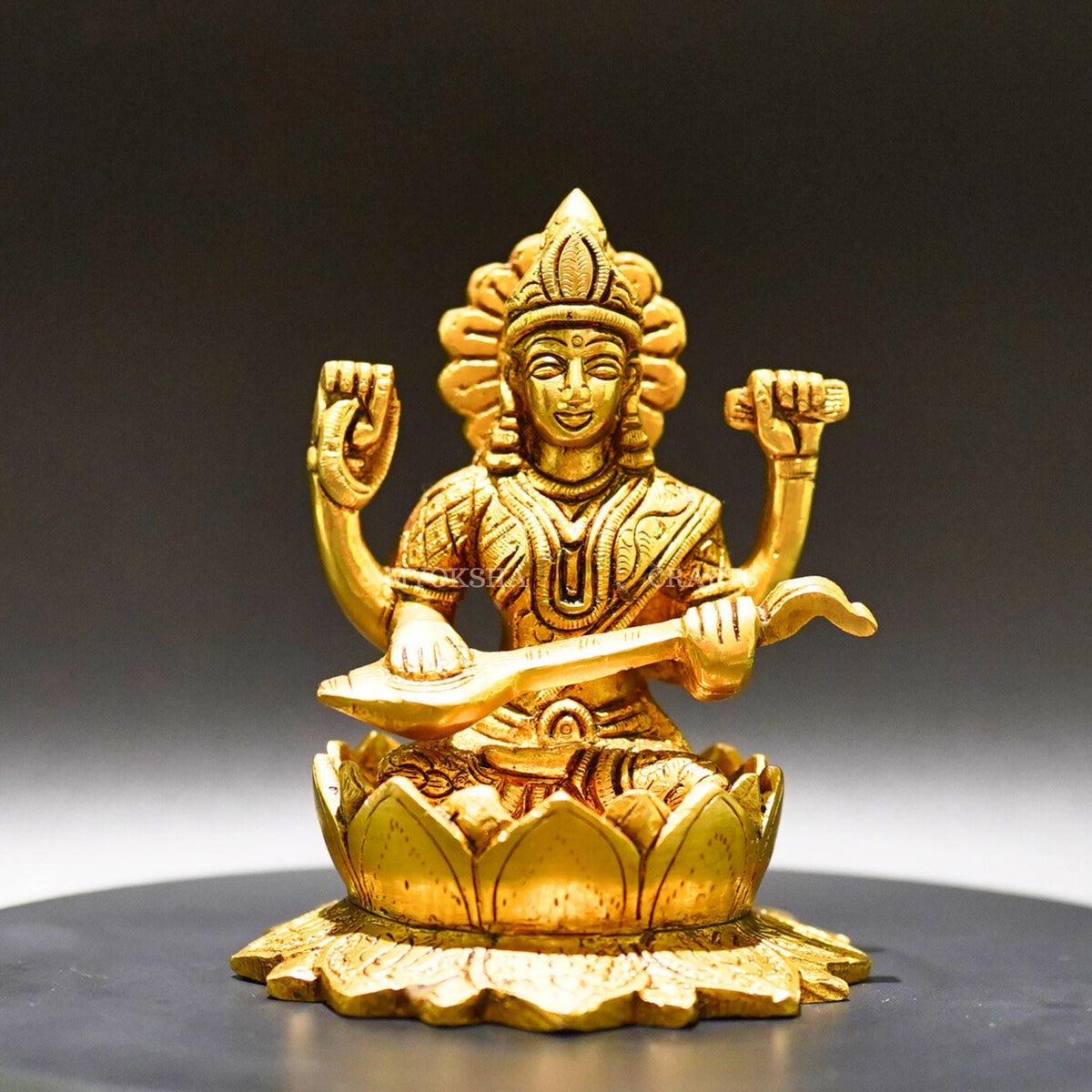 Brass Saraswati Idol - Embodiment of Knowledge and Artistic Inspiration" | Grocsy