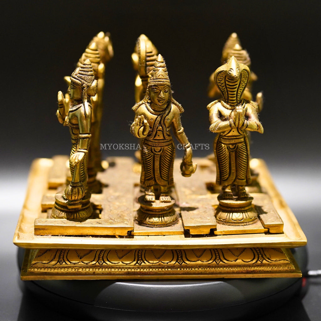 Brass Navagraha Set - Divine Energies for Vedic Planetary Blessings and Cosmic Balance | Grocsy