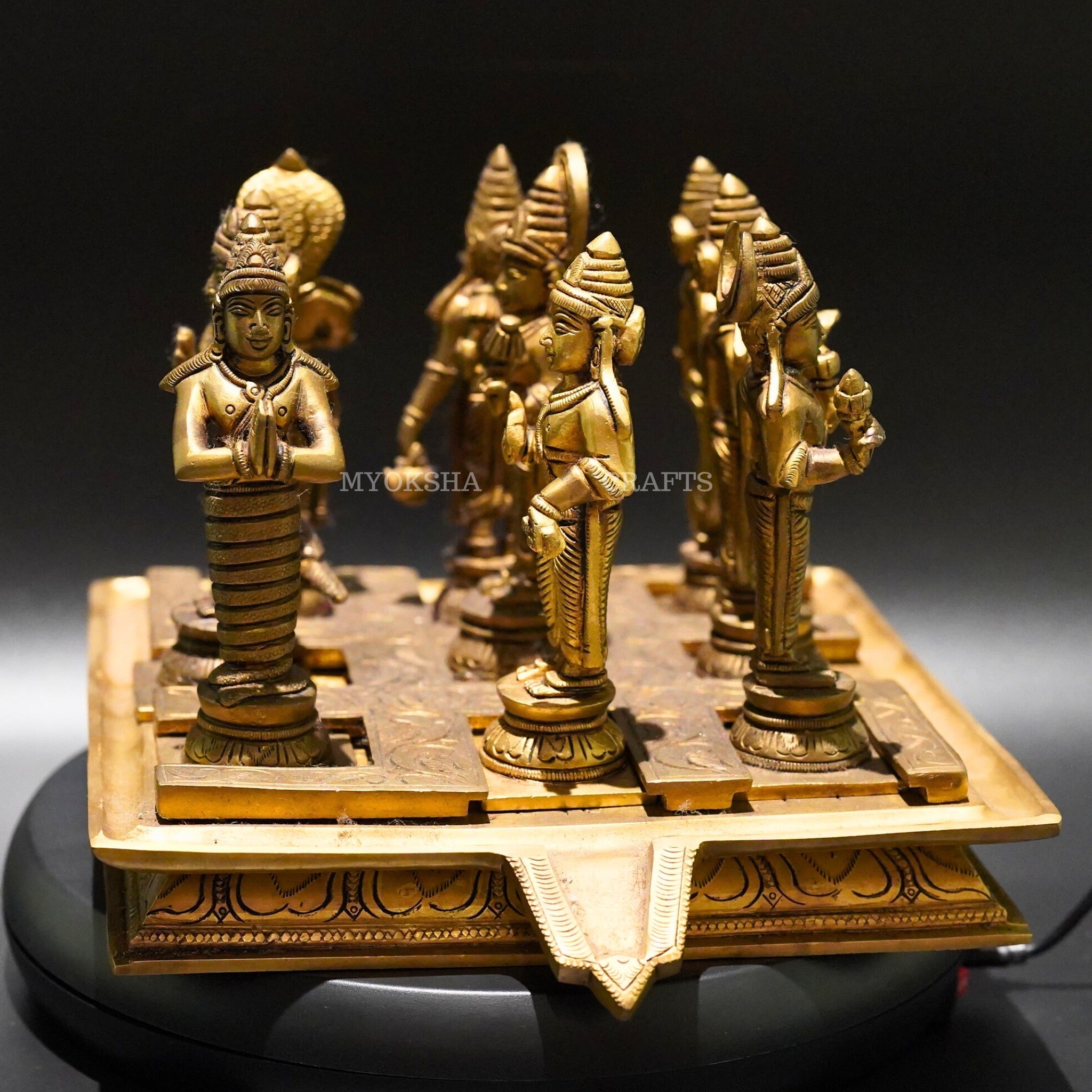 Brass Navagraha Set - Divine Energies for Vedic Planetary Blessings and Cosmic Balance | Grocsy
