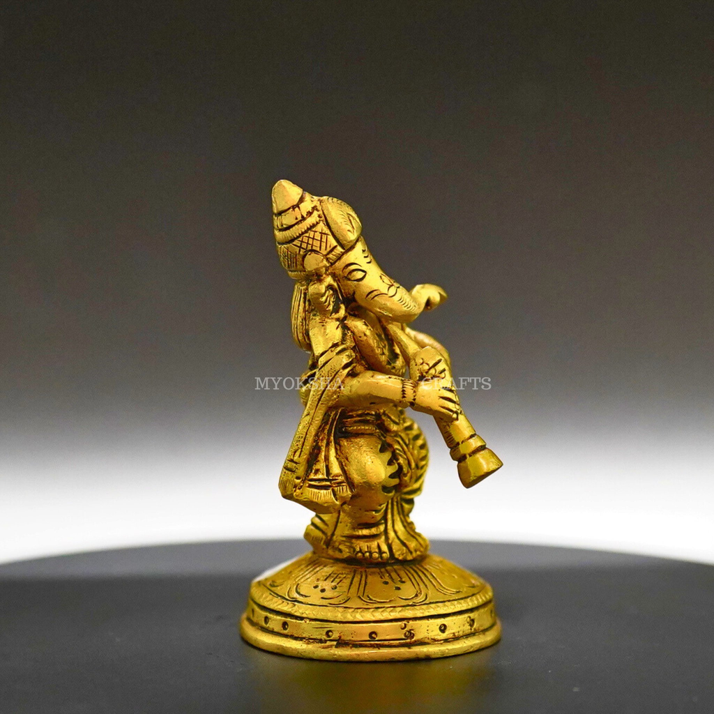 Ganesha Playing Shehnai Brass Idol - Invoking Prosperity and Harmony in Your Home | Grocsy