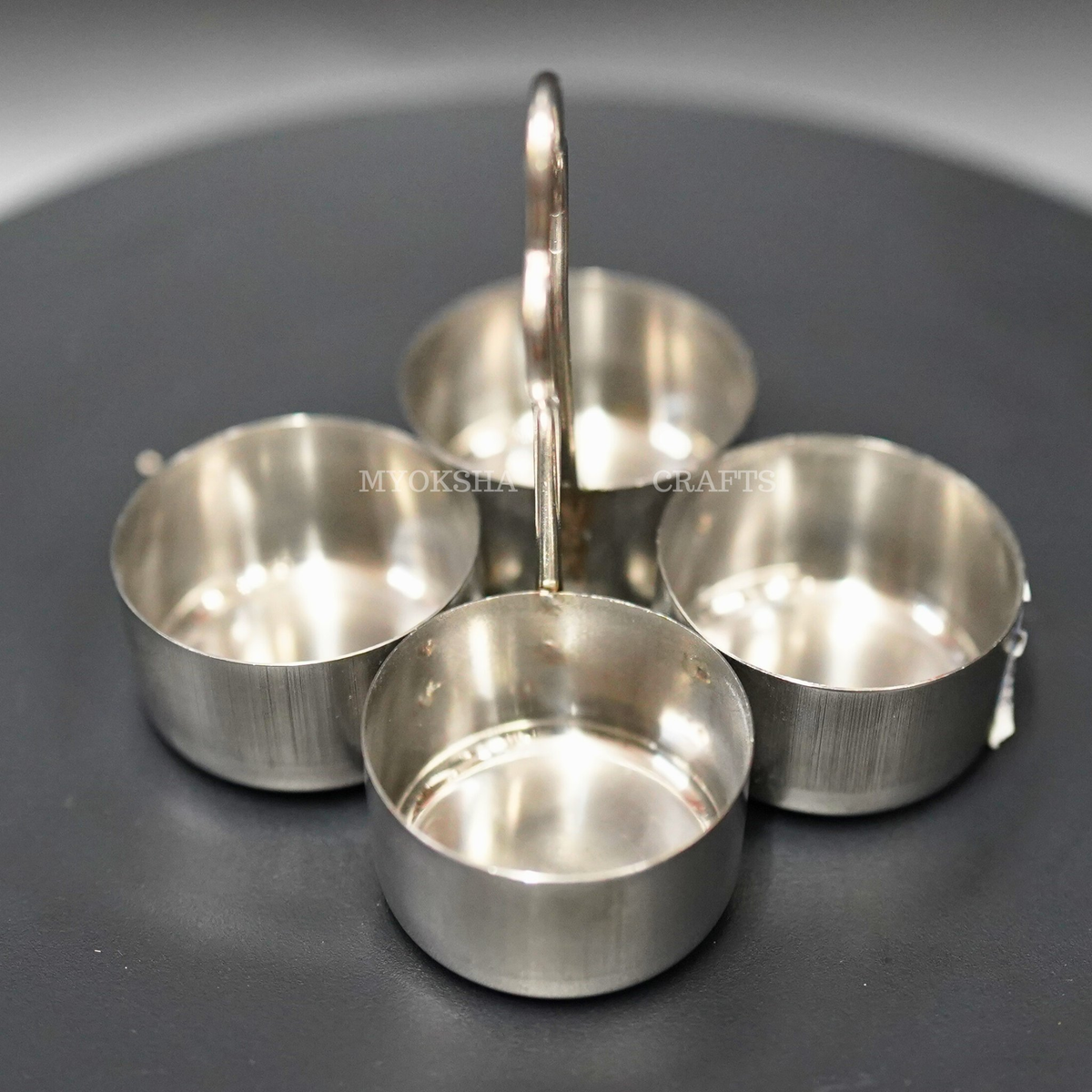 Stainless Steel Chowmukh Haldi Kum Kum Holder: Auspicious Offering for Devotees | Grocsy