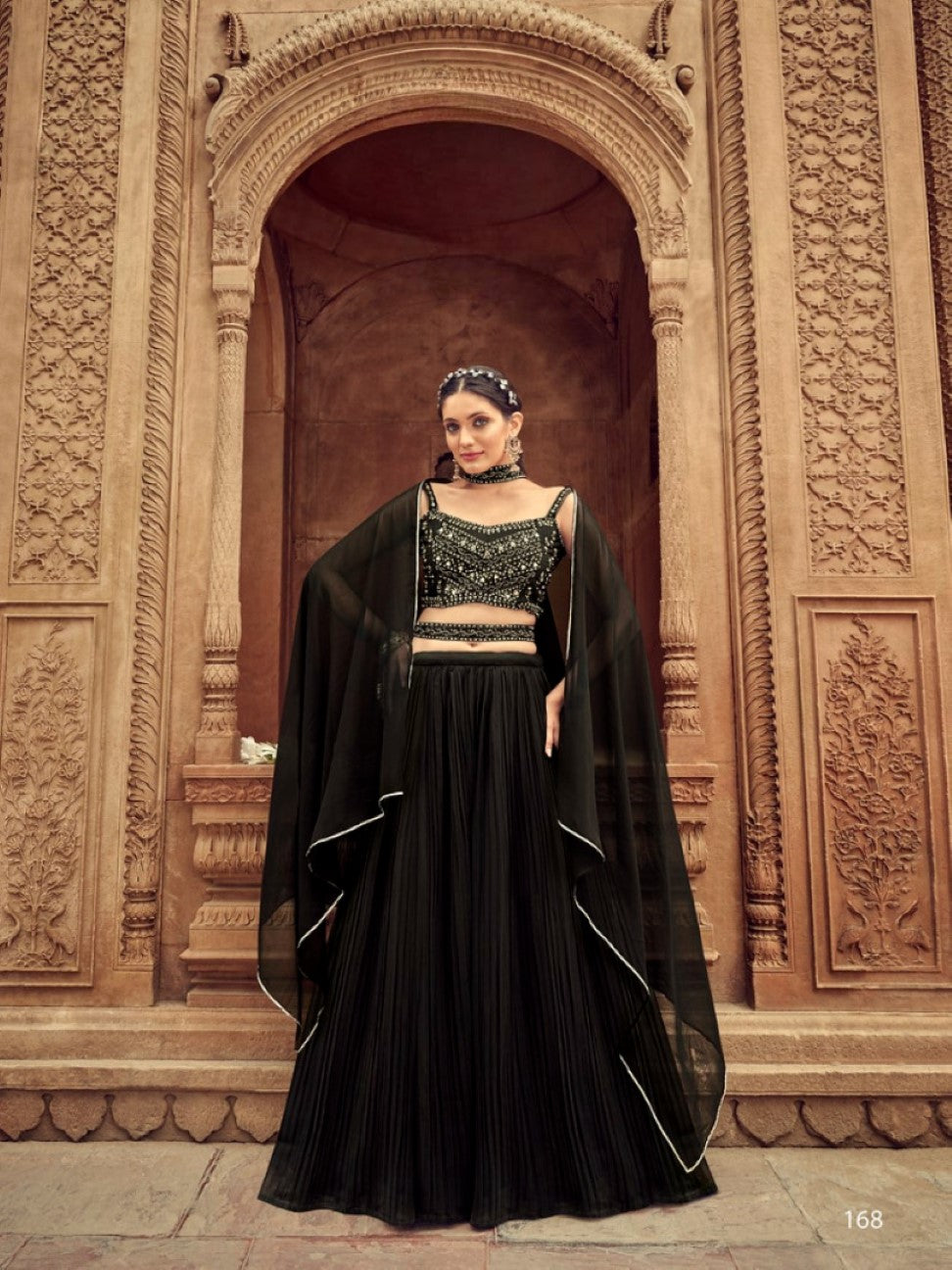 Anaita Black Georgette Lehenga Choli With Hand Work | Grocsy