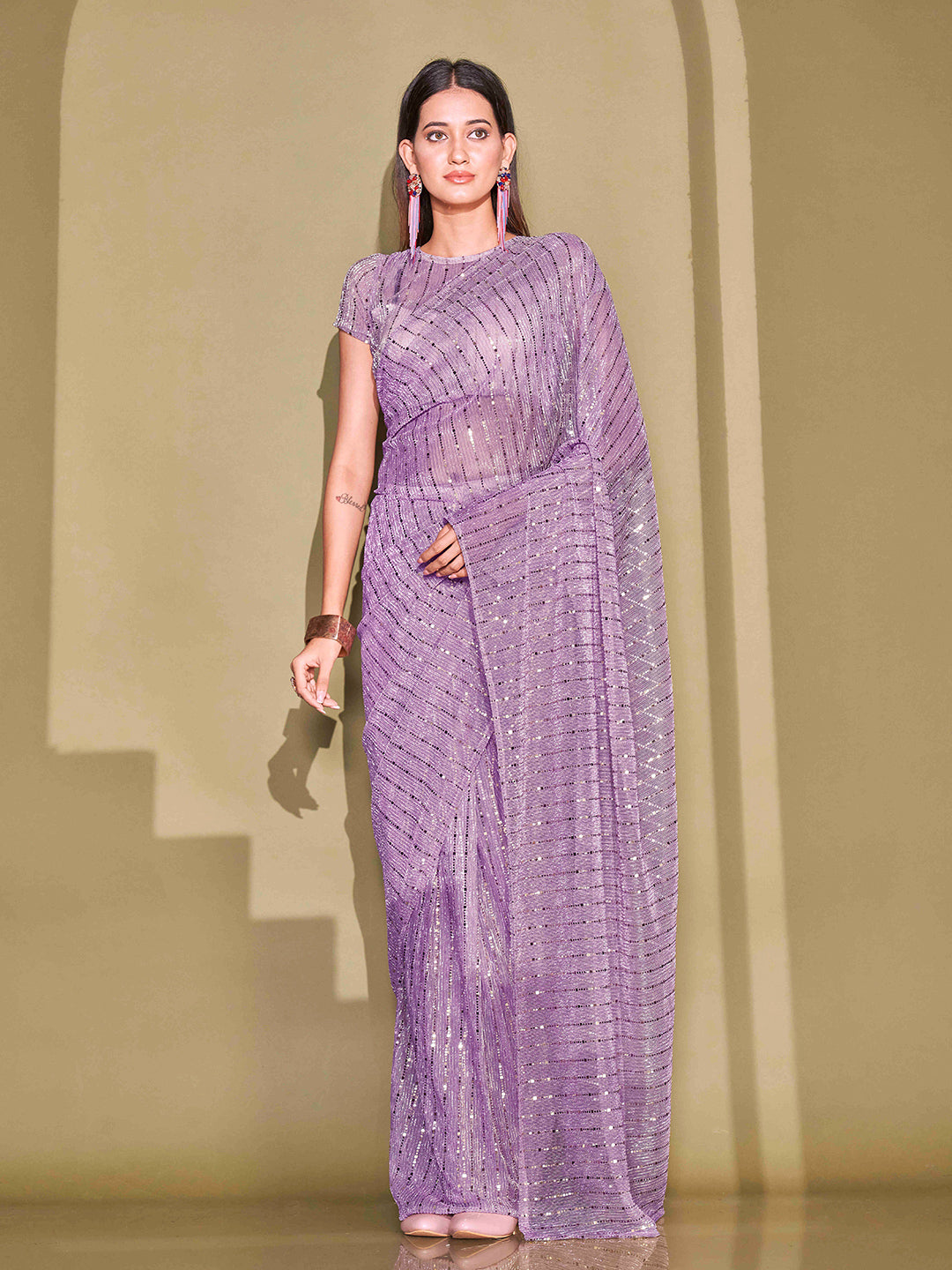 Tikhi Imli Sequinned Embellished Saree | Grocsy