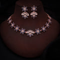 Tehzeeb Creations Blue Colour Star Design Stone Studded Necklace With Earrings | Grocsy