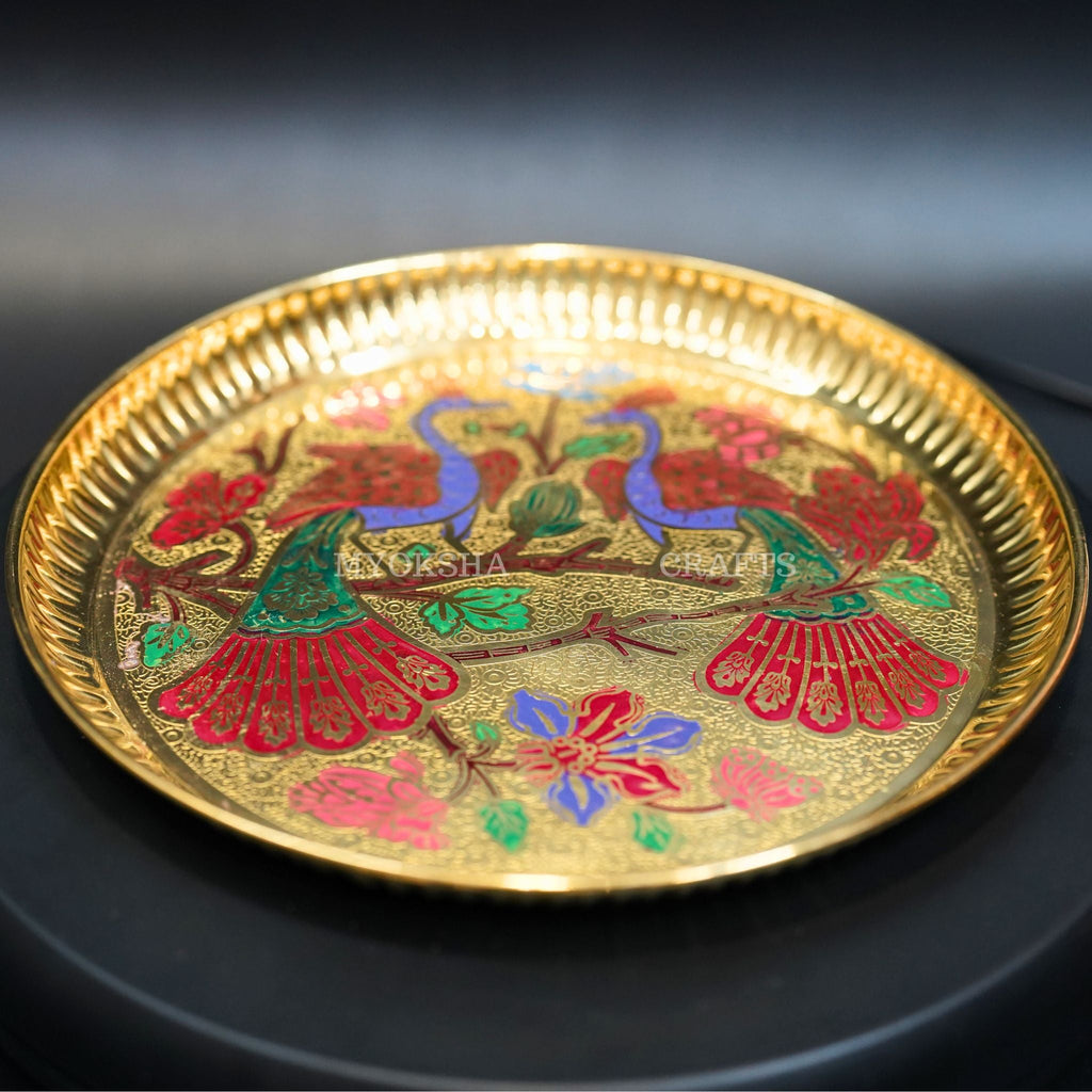 Brass Peacock Design Plate | Grocsy