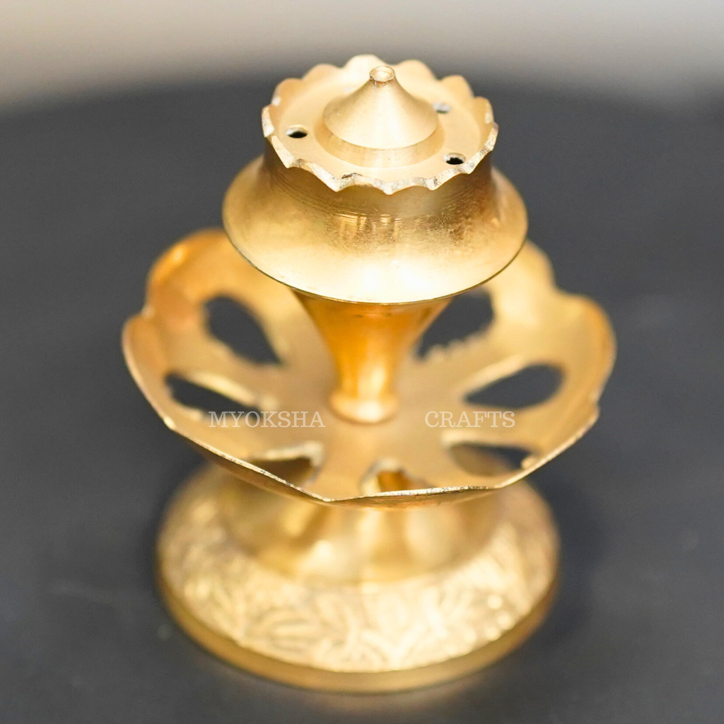 Brass Hibiscus Flower Agarbatti Stand | Grocsy