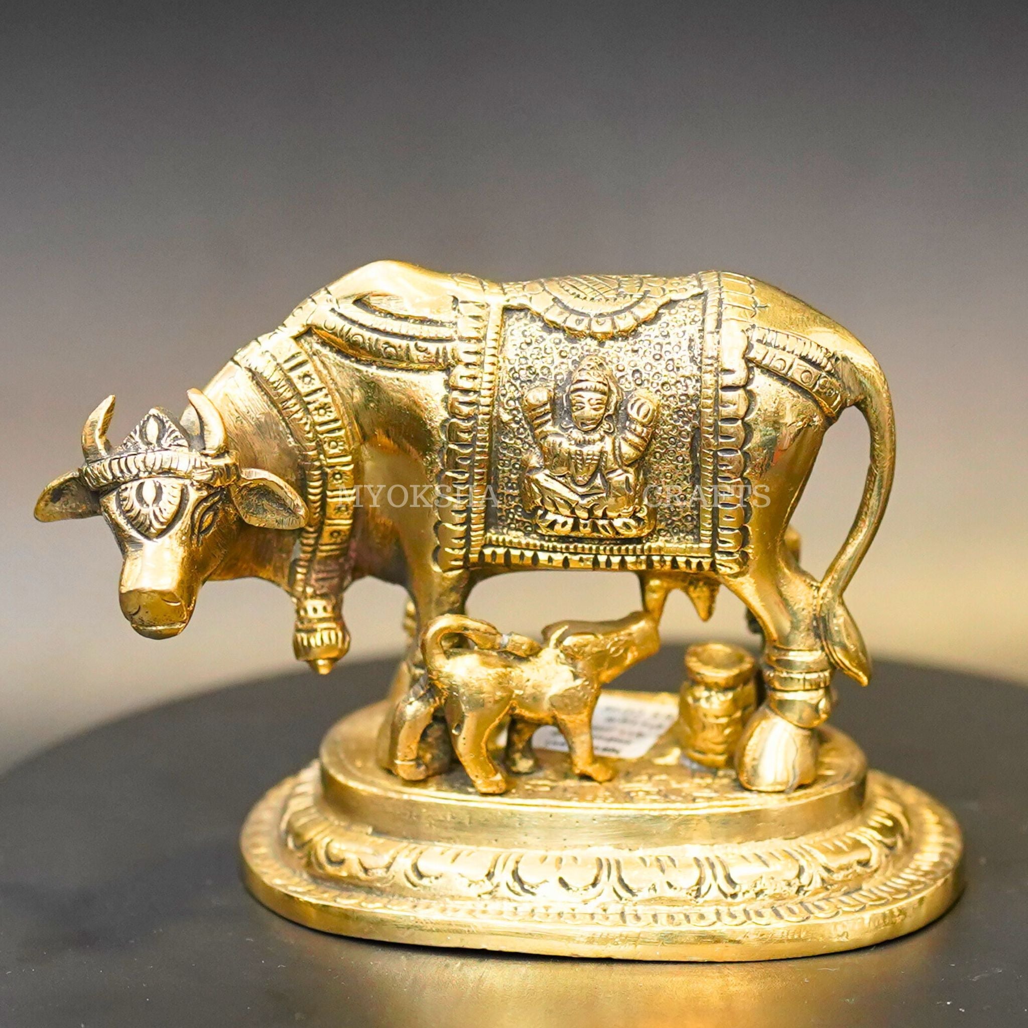 Brass Kamadenu with Calf Idol | Grocsy