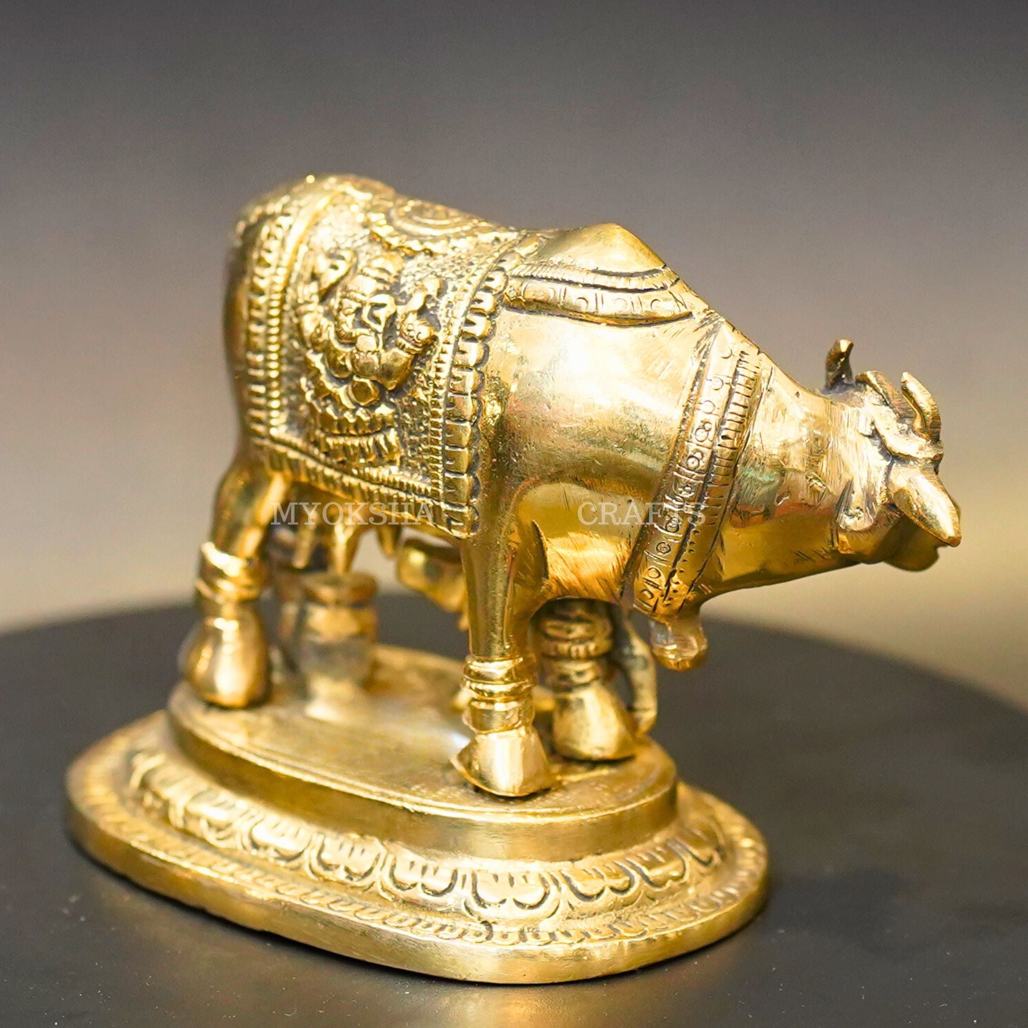 Brass Kamadenu with Calf Idol | Grocsy