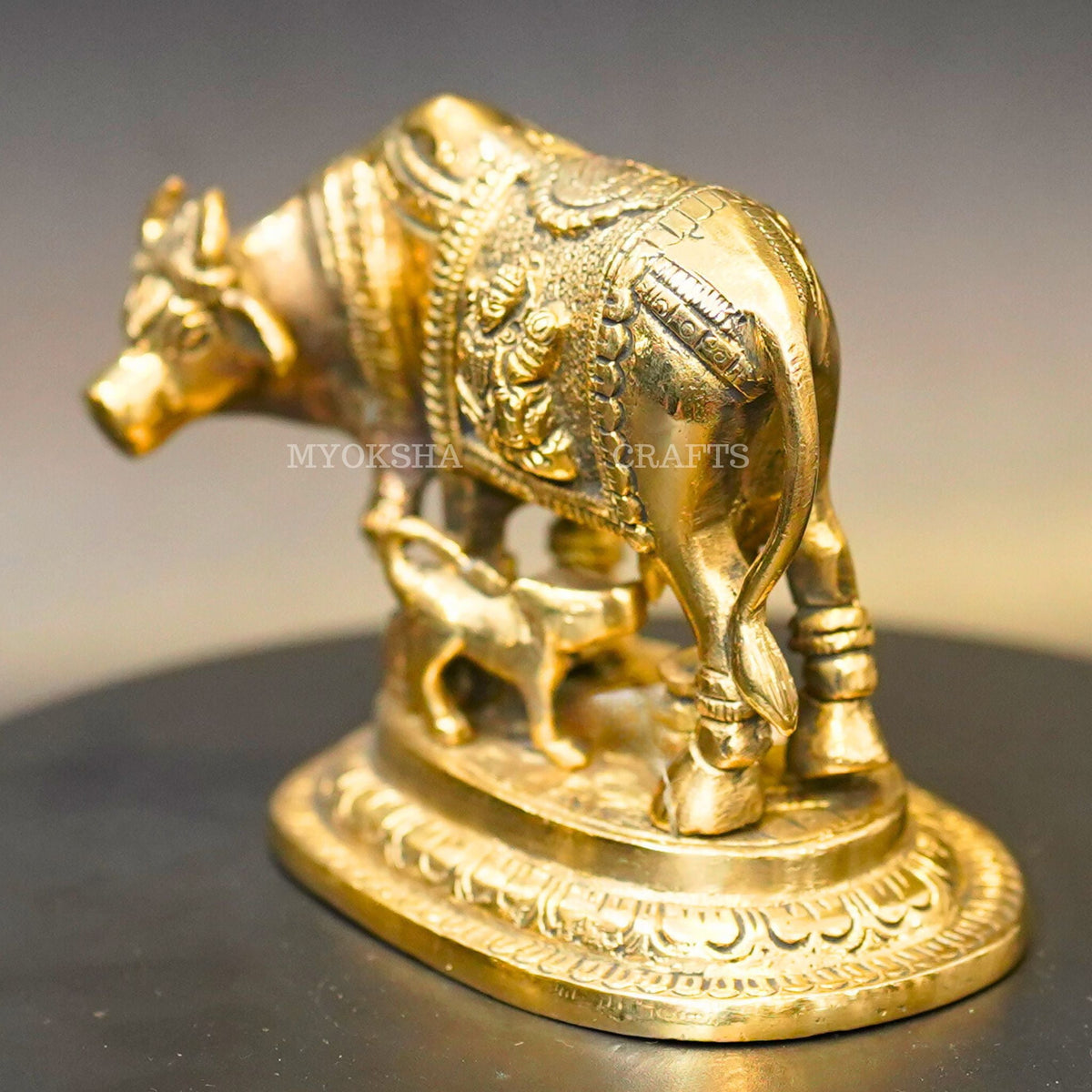 Brass Kamadenu with Calf Idol | Grocsy