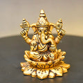Brass Lotus Ganesha Idol | Grocsy