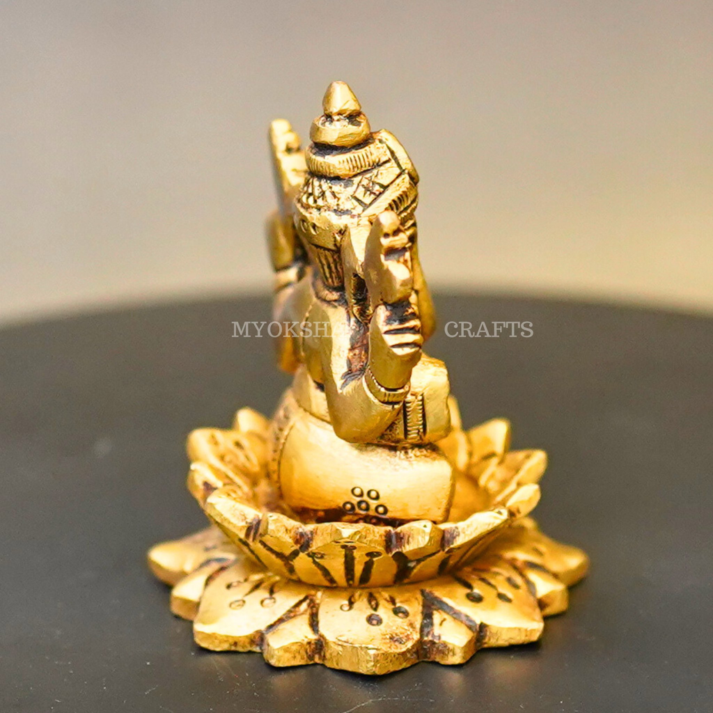 Brass Lotus Ganesha Idol | Grocsy