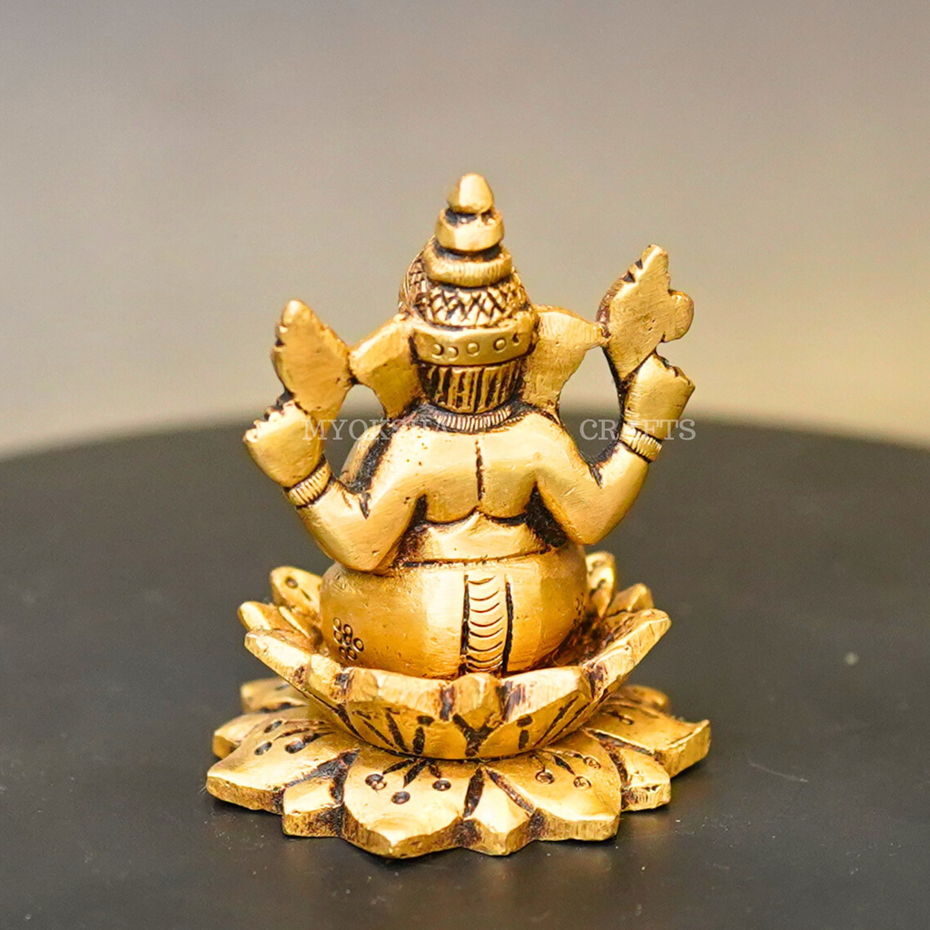 Brass Lotus Ganesha Idol | Grocsy