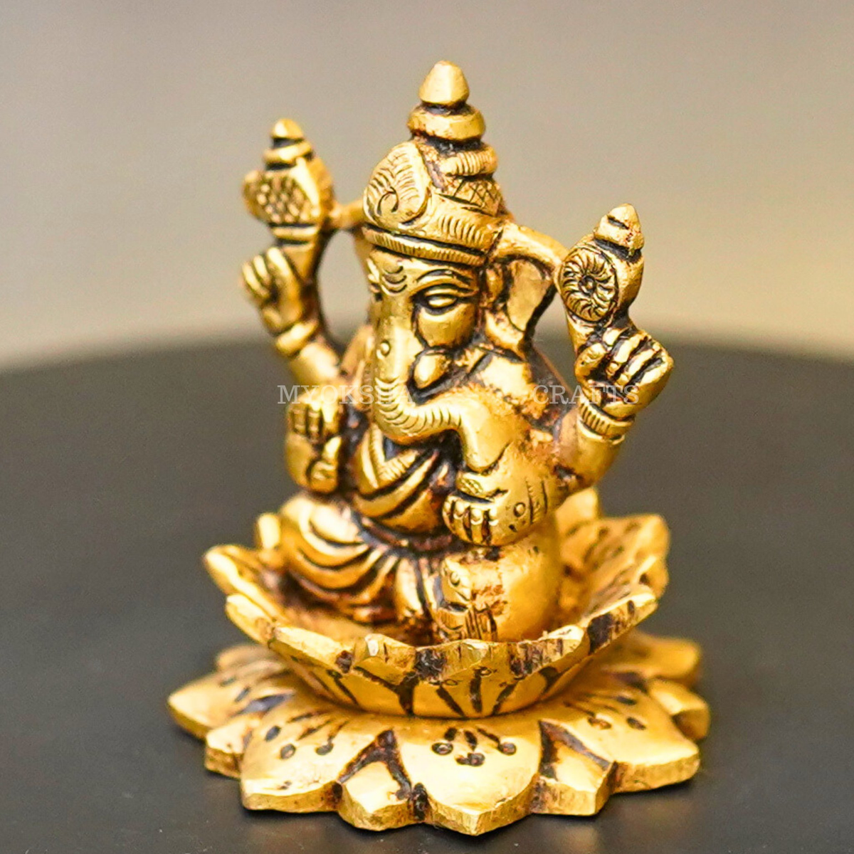 Brass Lotus Ganesha Idol | Grocsy