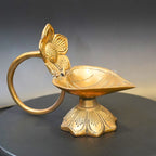 Brass Leaf with Flower Diya | Grocsy