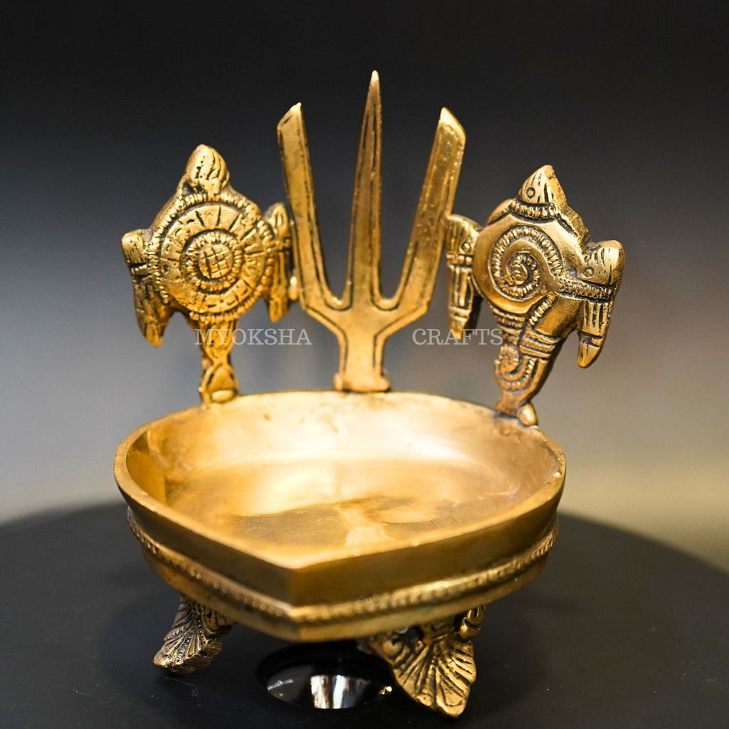 Brass Balaji Nama with Shankh Chakra Diya | Grocsy
