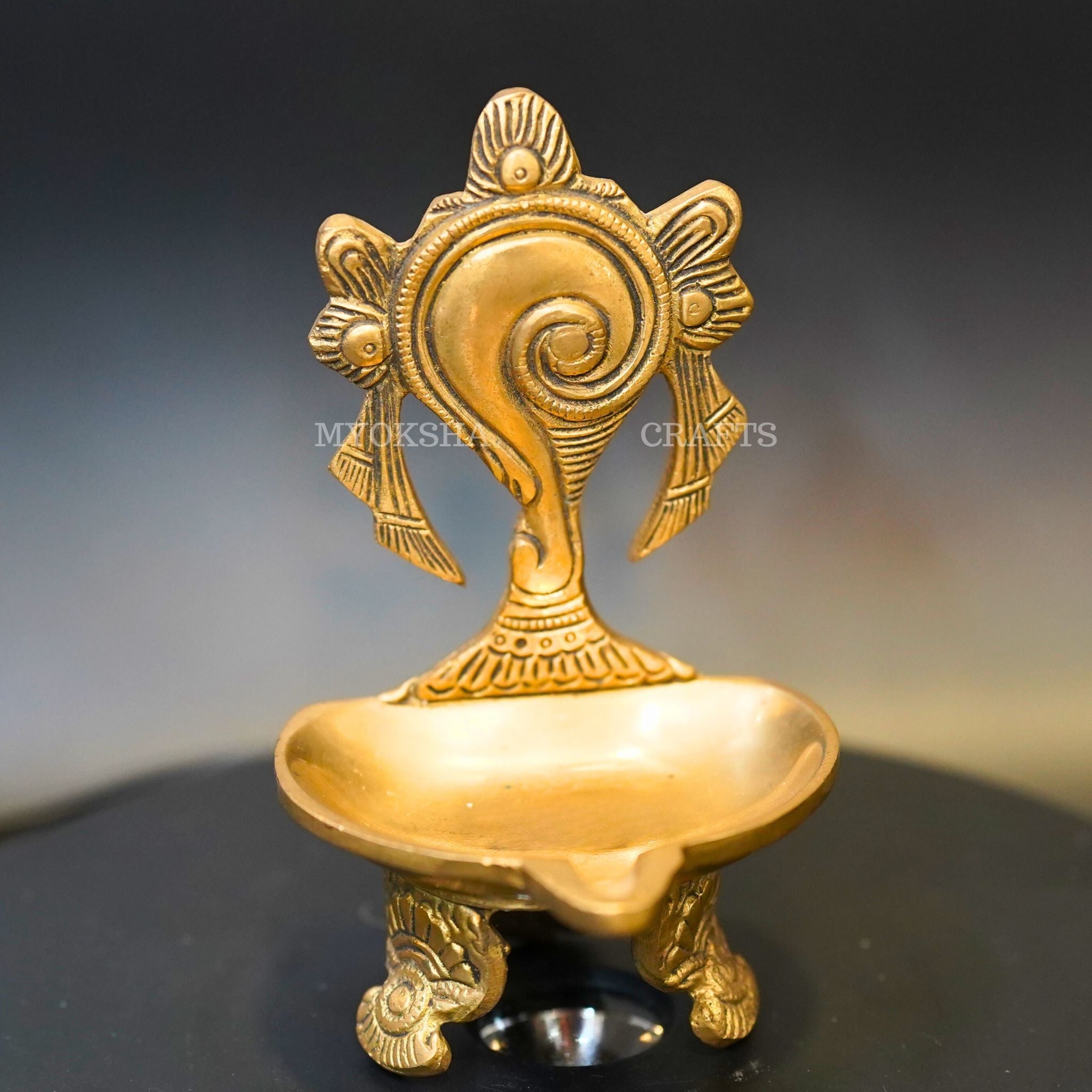 Brass Shankh Diya | Grocsy