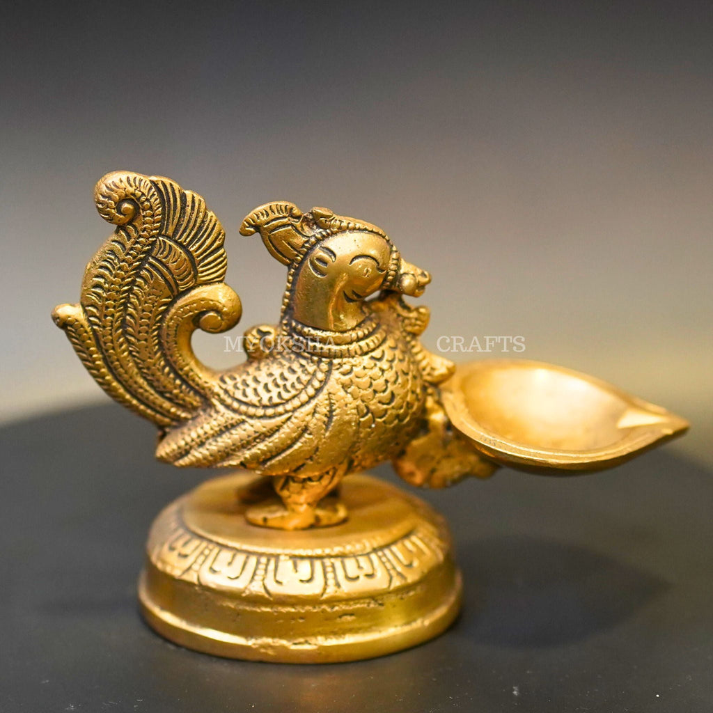 Brass Peacock Diya | Grocsy