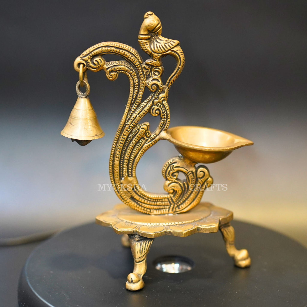 Brass Parrot with Bell Diya | Grocsy
