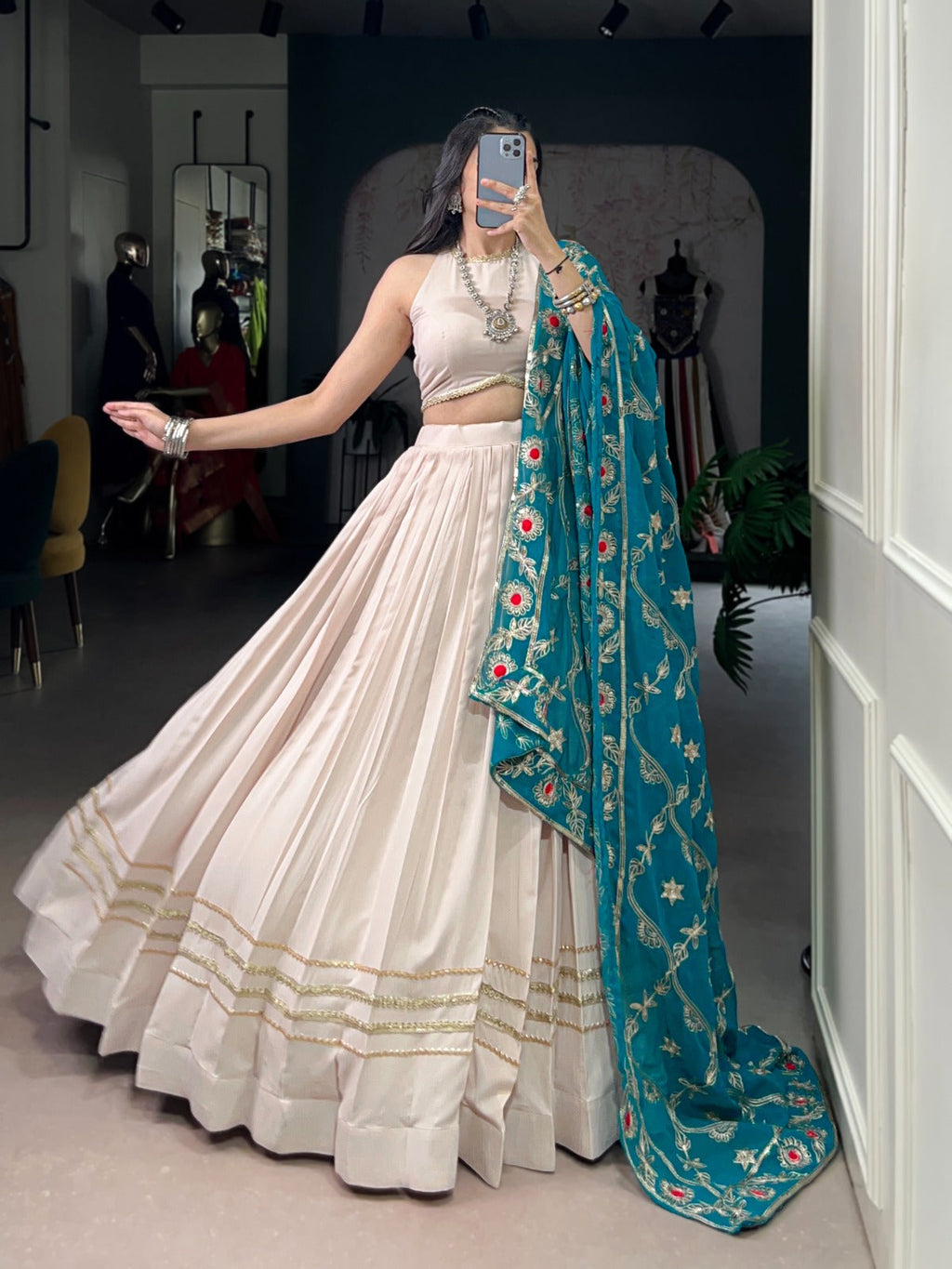 Lorenvalley Fashion Offwhite Pure Rayon Lace Touch Up Lehenga Choli with Dupatta | Grocsy