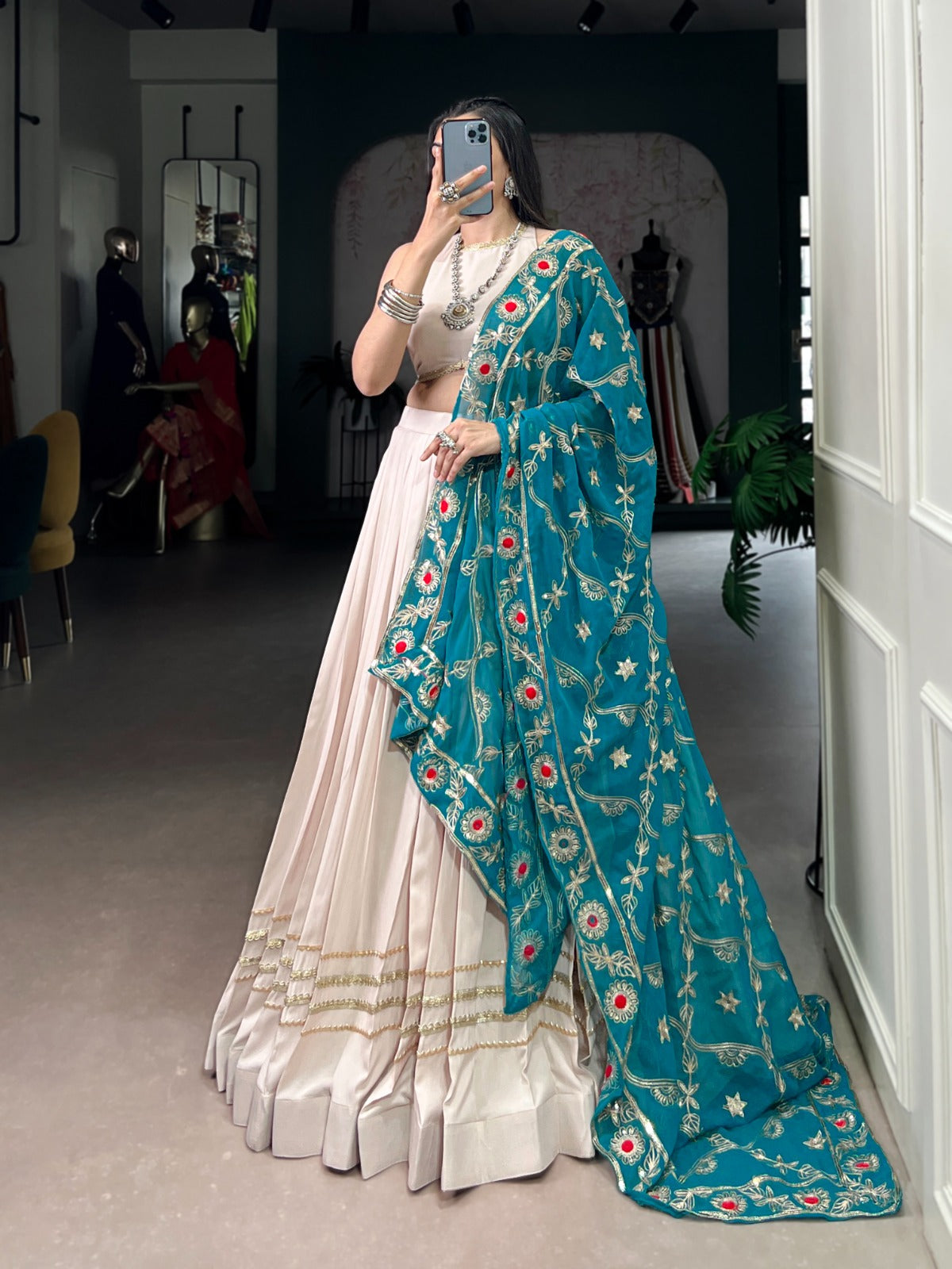 Lorenvalley Fashion Offwhite Pure Rayon Lace Touch Up Lehenga Choli with Dupatta | Grocsy