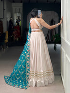 Lorenvalley Fashion Offwhite Pure Rayon Lace Touch Up Lehenga Choli with Dupatta | Grocsy