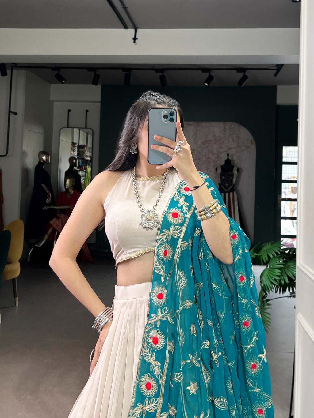 Lorenvalley Fashion Offwhite Pure Rayon Lace Touch Up Lehenga Choli with Dupatta | Grocsy