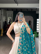 Lorenvalley Fashion Offwhite Pure Rayon Lace Touch Up Lehenga Choli with Dupatta | Grocsy