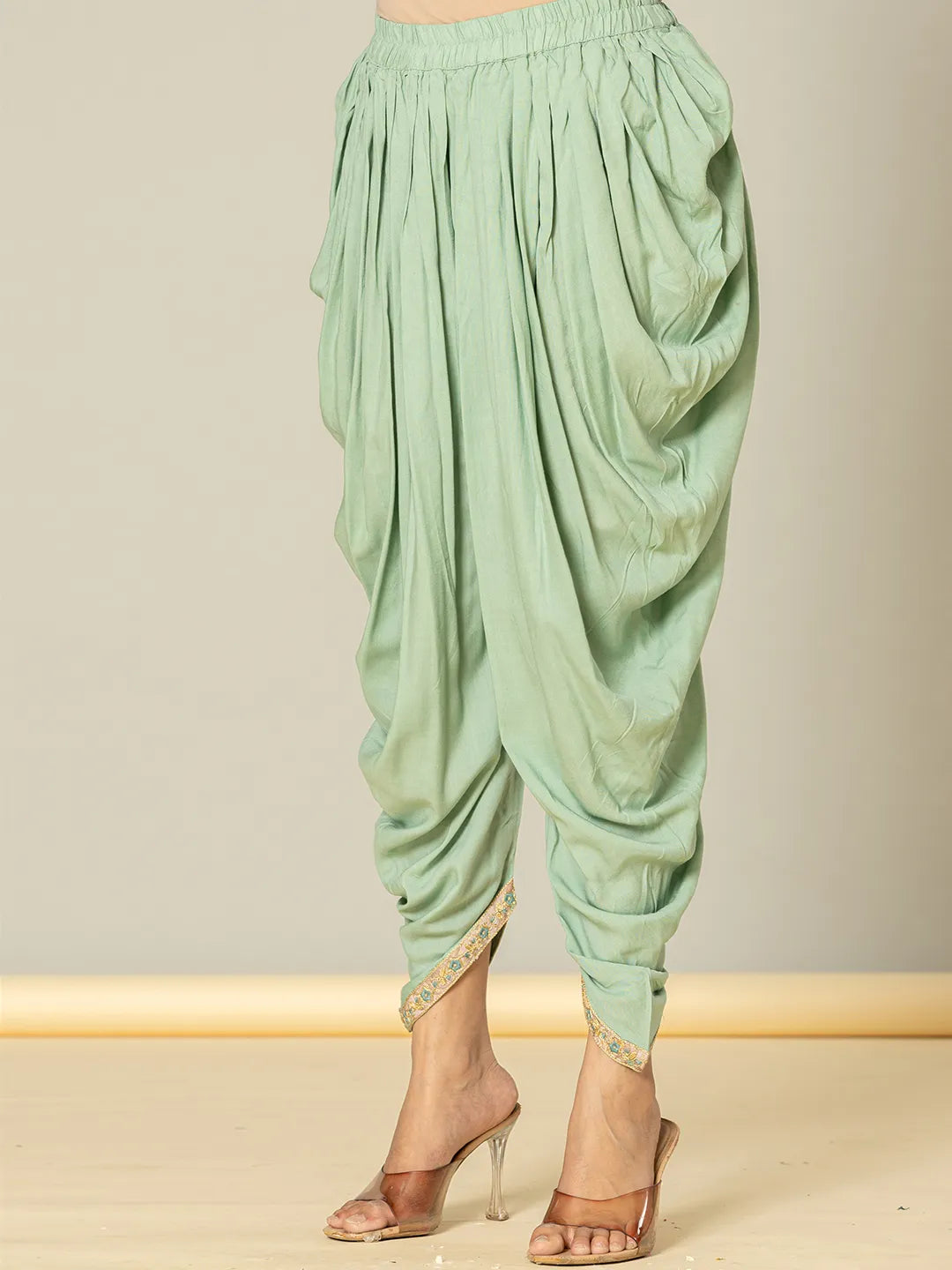 Yufta Green Cotton Embroidery A-Line Kurta Dupatta Set | Grocsy