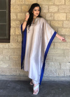 trueBrowns Grey Textured Silk High Low Kaftan Pant Set | Grocsy