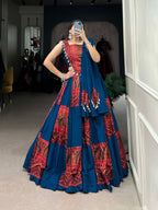 Lorenvalley Pure Cotton Plain And Printed With Foil Work Lehenga Choli with Dupatta | Grocsy