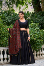 Lorenvalley Black Pure Cotton Plain With Gota Patti Touch Up Lehenga Choli | Grocsy