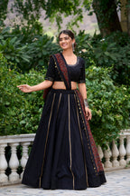 Lorenvalley Black Pure Cotton Plain With Gota Patti Touch Up Lehenga Choli | Grocsy