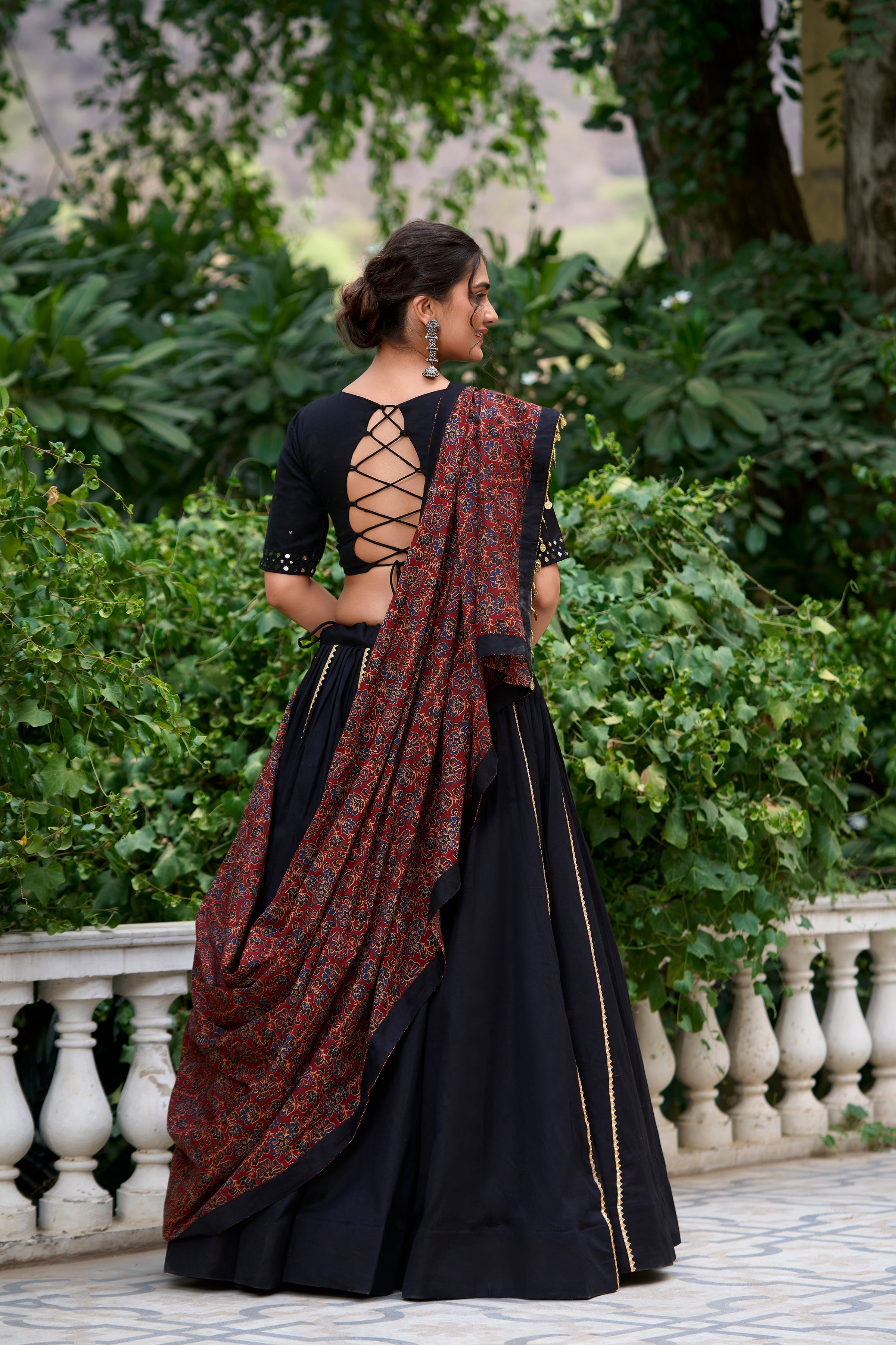Lorenvalley Black Pure Cotton Plain With Gota Patti Touch Up Lehenga Choli | Grocsy