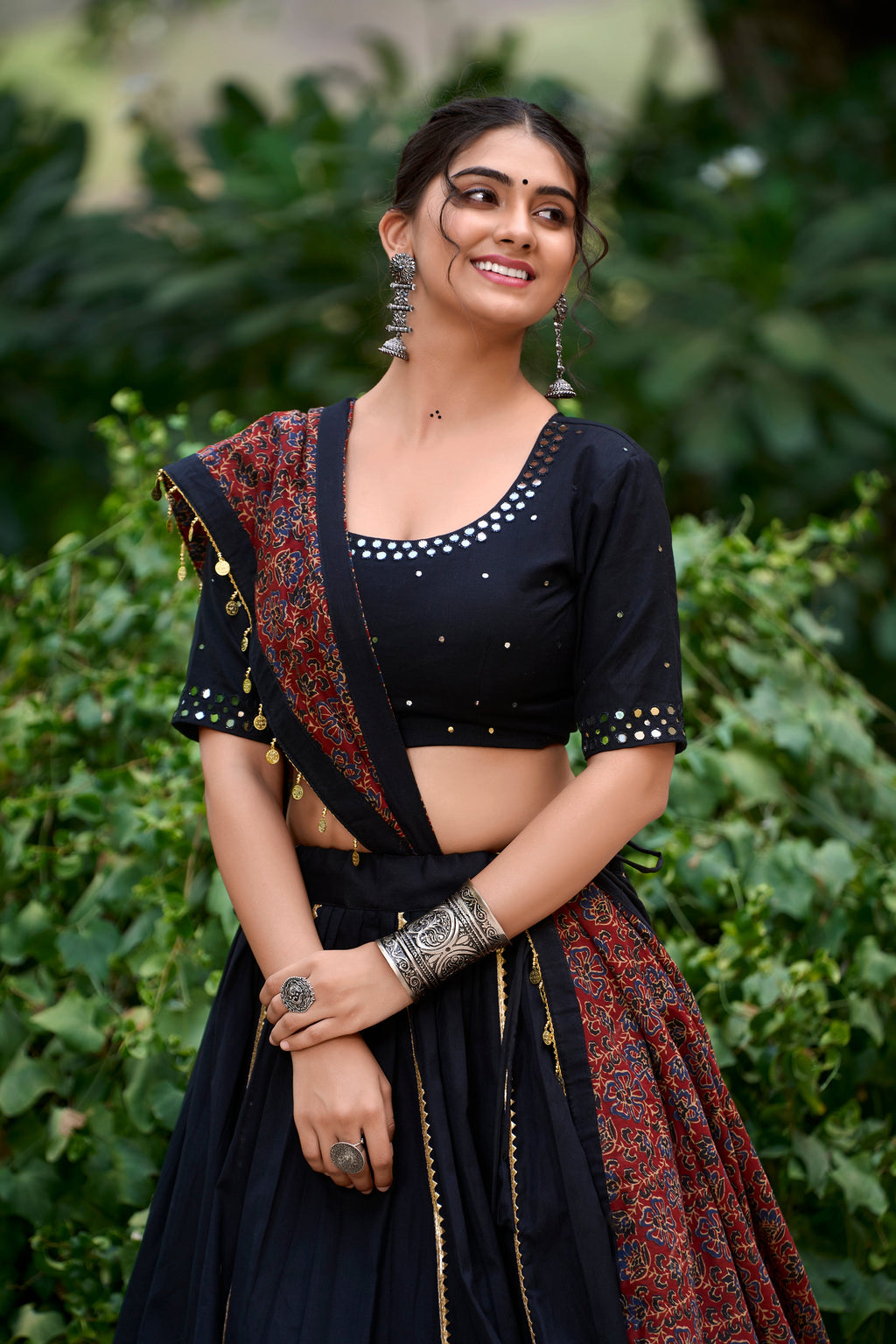 Lorenvalley Black Pure Cotton Plain With Gota Patti Touch Up Lehenga Choli | Grocsy