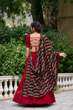 Lorenvalley Maroon Pure Cotton Plain With Gota Patti Touch Up Lehenga Choli | Grocsy
