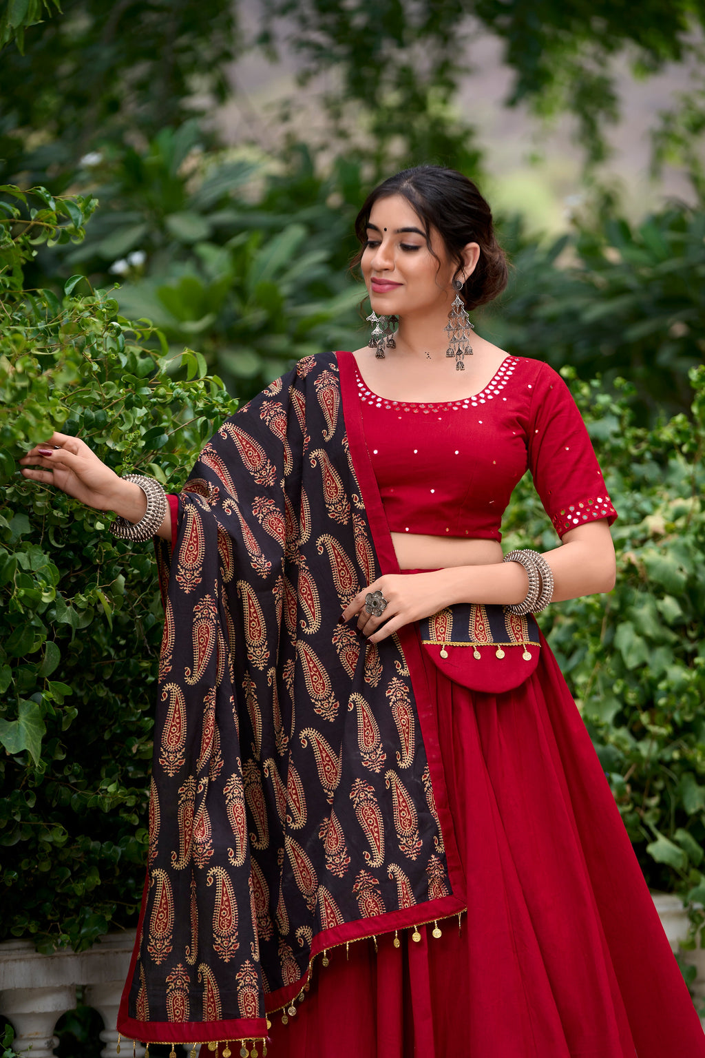 Lorenvalley Maroon Pure Cotton Plain With Gota Patti Touch Up Lehenga Choli | Grocsy
