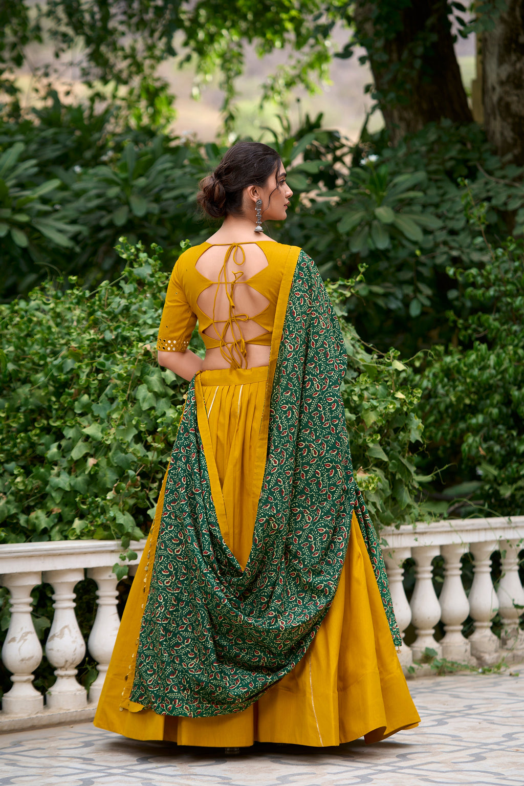 Lorenvalley Mustard Pure Cotton Plain With Gota Patti Touch Up Lehenga Choli | Grocsy