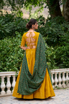 Lorenvalley Mustard Pure Cotton Plain With Gota Patti Touch Up Lehenga Choli | Grocsy
